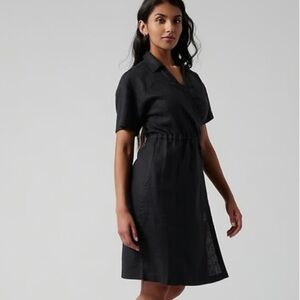 Athleta Playa linen wrap dress, size 6 black